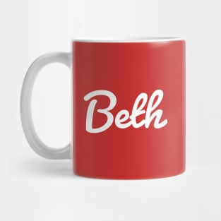 Beth Typography White Cursive Script Mug